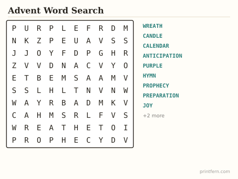 Advent Word Search preview