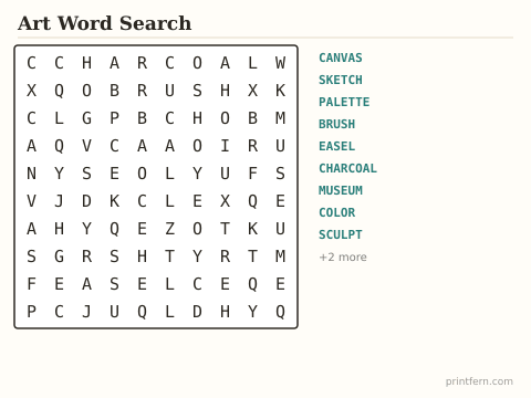 Art Word Search preview