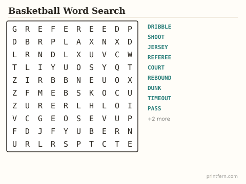 Basketball Word Search preview