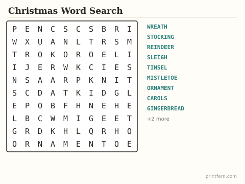 Christmas Word Search preview