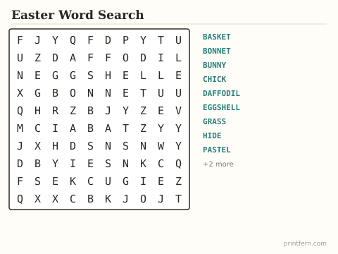 Easter Word Search preview
