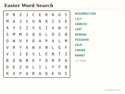 Easter Word Search preview