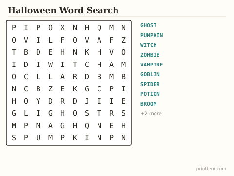 Halloween Word Search preview