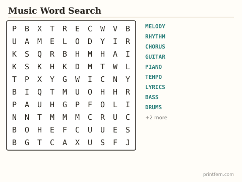 Music Word Search preview