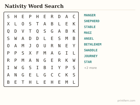 Nativity Word Search preview