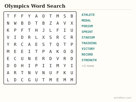 Olympics Word Search preview