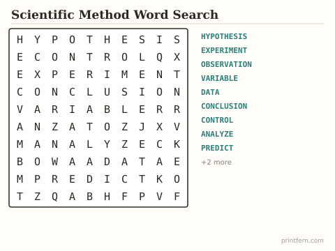 Scientific Method Word Search preview