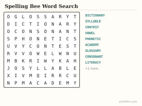 Spelling Bee Word Search preview