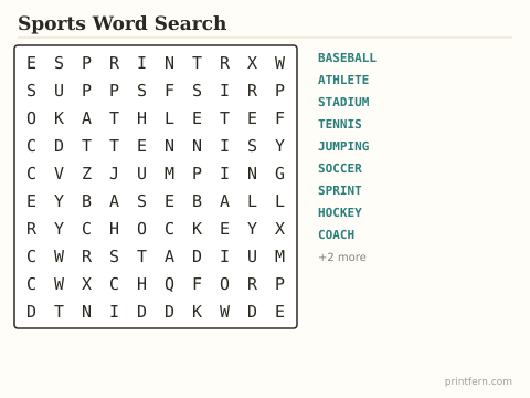 Sports Word Search preview