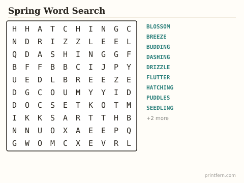 Spring Word Search preview