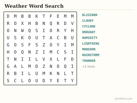 Weather Word Search preview