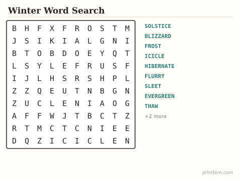 Winter Word Search preview